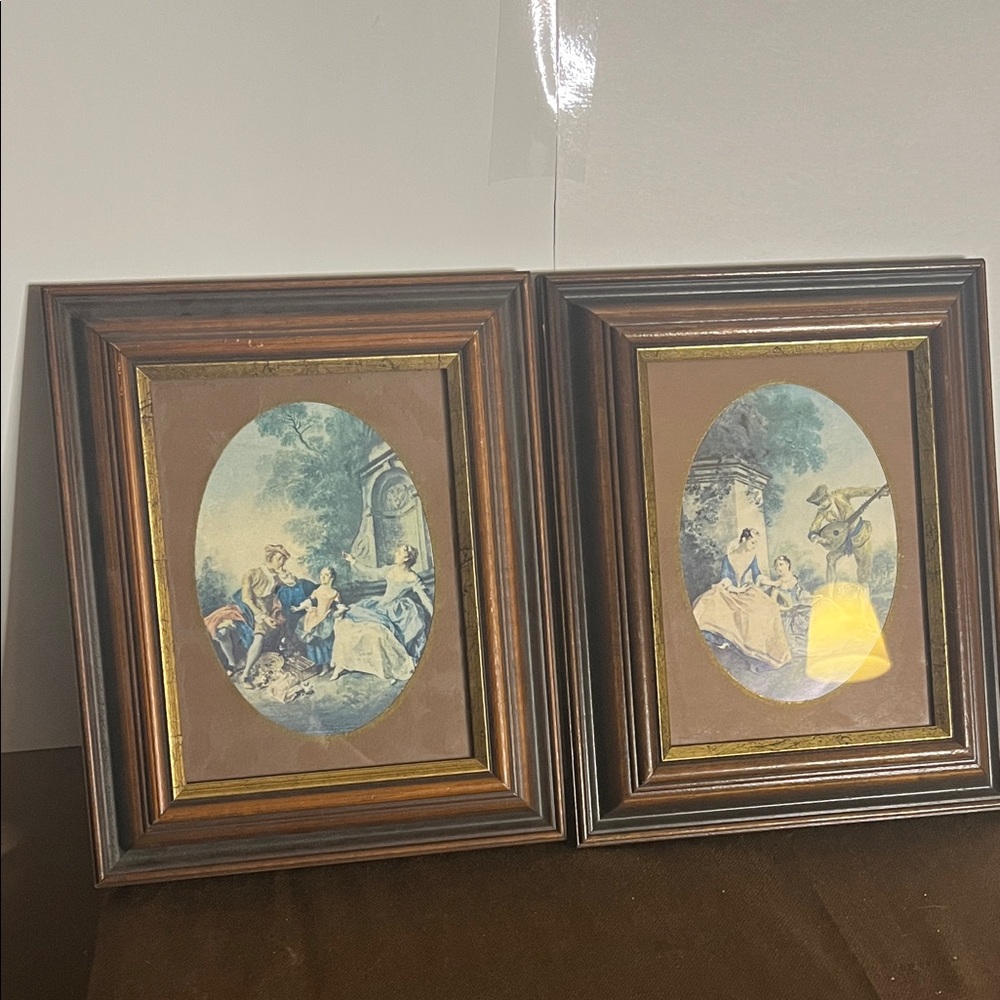 😄Vintage framed matted reproductions of "L'Innocence" by Nicolas Lancret